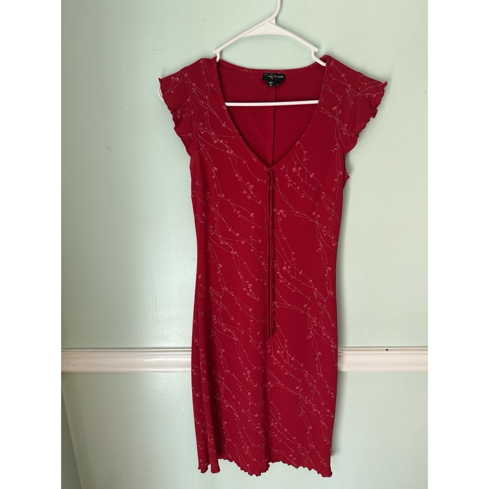 Whimsigoth My Michelle Dress S Red Mesh Babydoll Floral Y2K 90's Indie - Picture 3 of 7